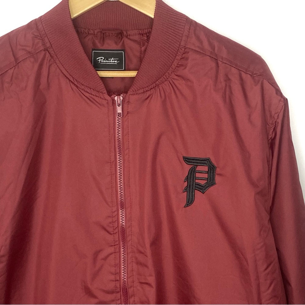 Primitive Skateboarding Men’s Dark Red Full Zip Embroidered Bomber Jacket XL NWT